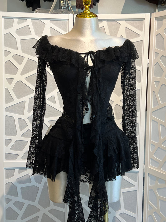 Two piece lace skirt set