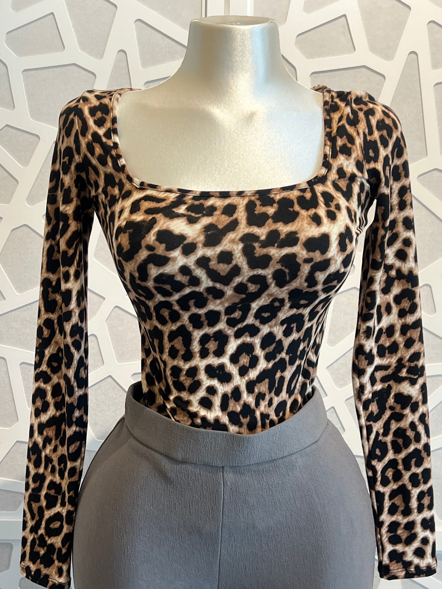 Long sleeve leopard bodysuit