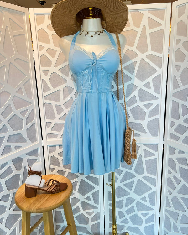 Corset Self-Tie Ribbon Zippered Dress