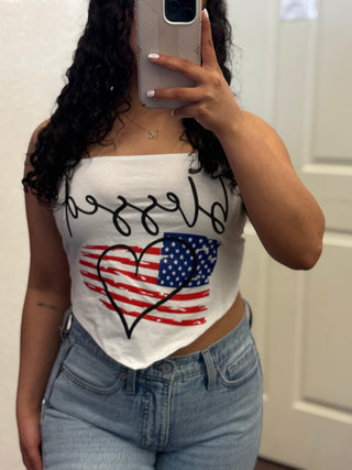 FLAG OPEN BACK CROP TOP