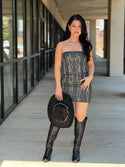 Arizona vegan leather embroidered western corset dress