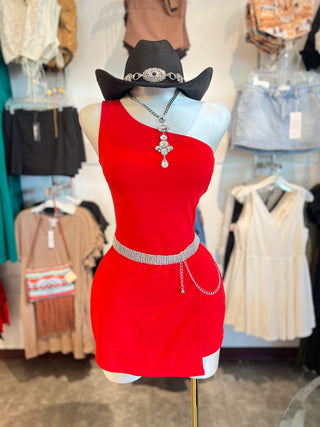 One Shoulder Ponte Knit Romper