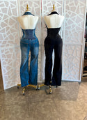 MONICA DENIM HALTER JUMPSUIT