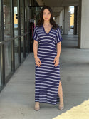 Chasing you stripe knit maxi dress