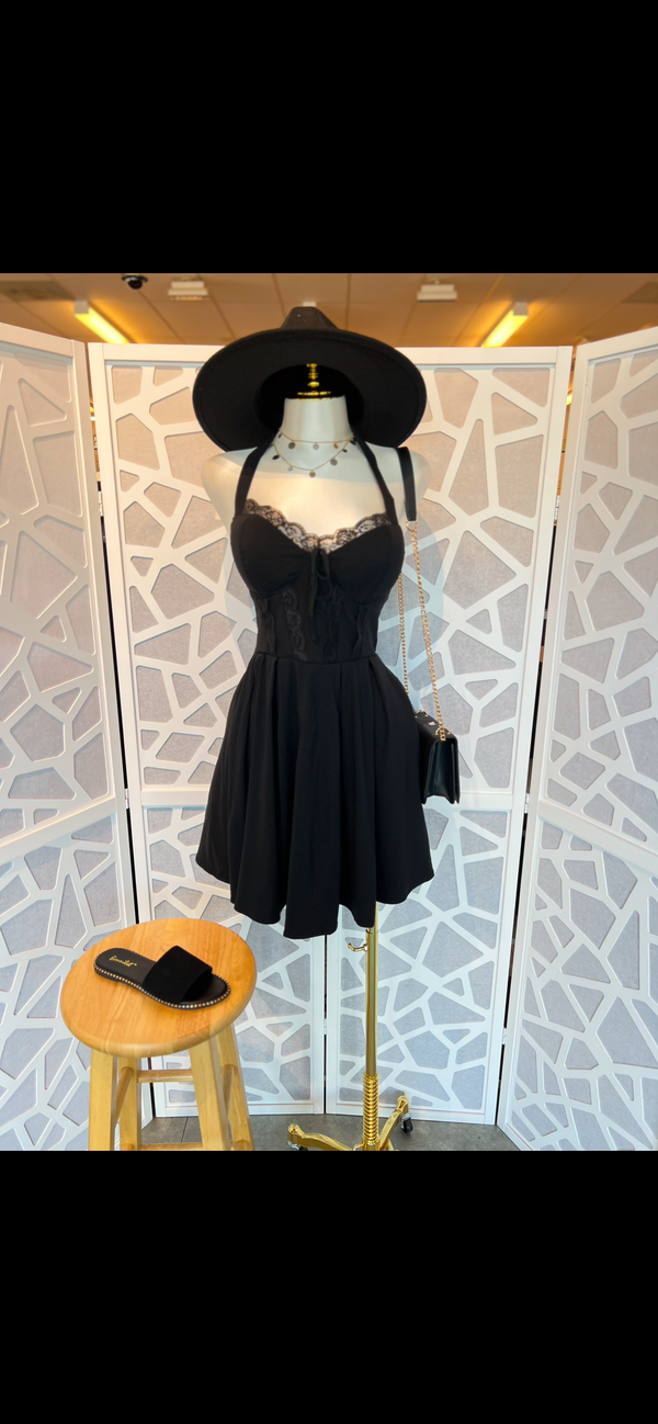 Corset Self-Tie Ribbon Zippered Dress