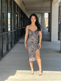 Leopard grey high slit dress