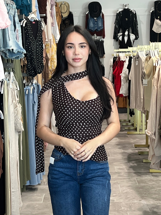 BLACK POLKA DOT TOP