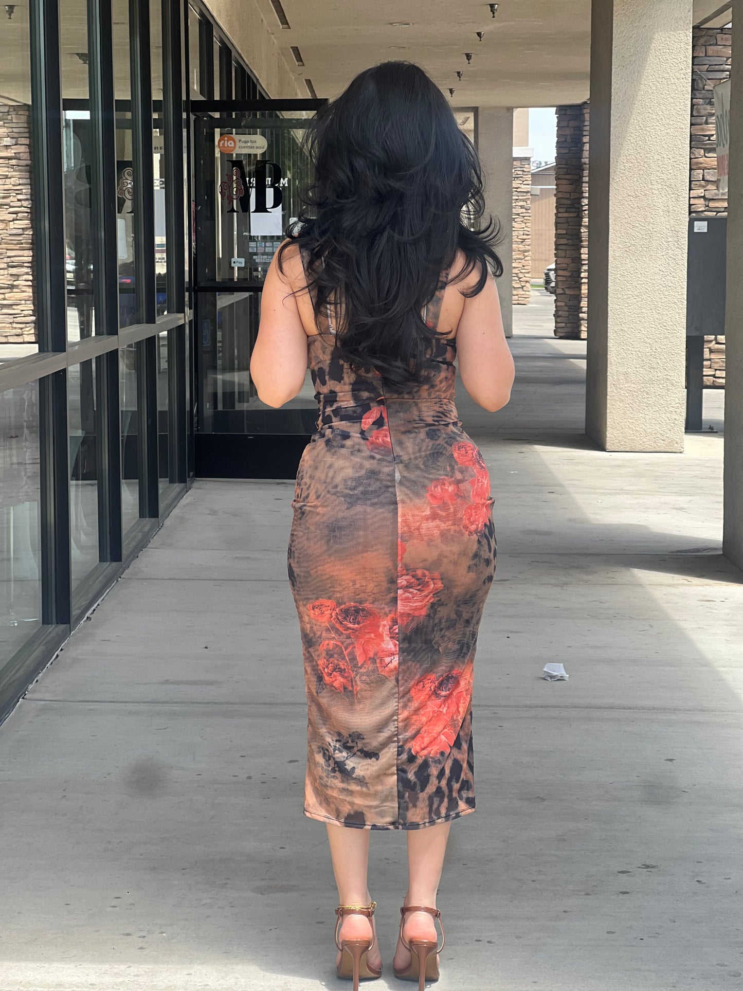 Leopard print midi dress