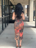Leopard print midi dress