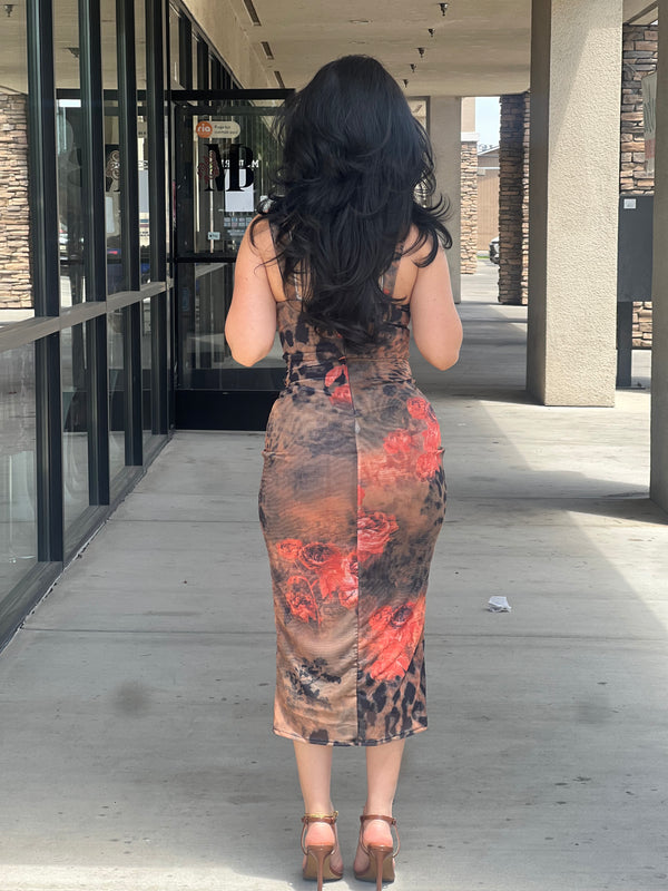 Leopard print midi dress