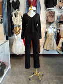 Ribbed Knit Sweater V Neck Loungewear 2 Piece Set