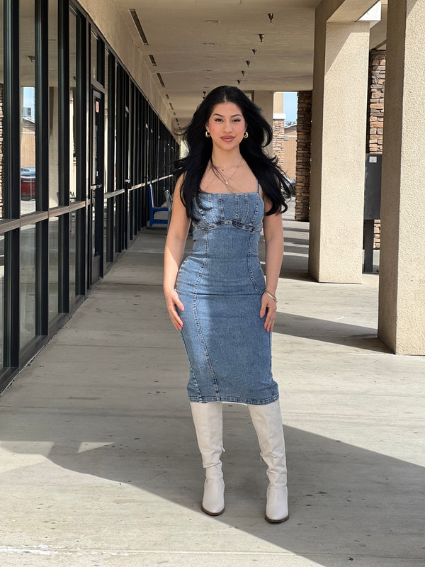 WENDY DENIM STRAP DRESS