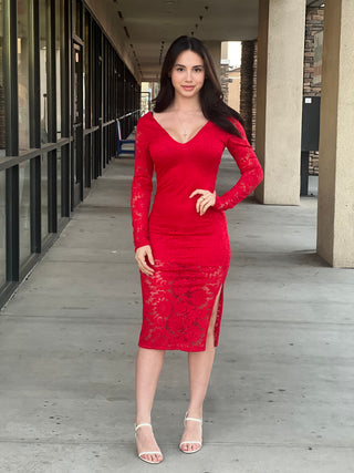 LACE MIDI DRESS