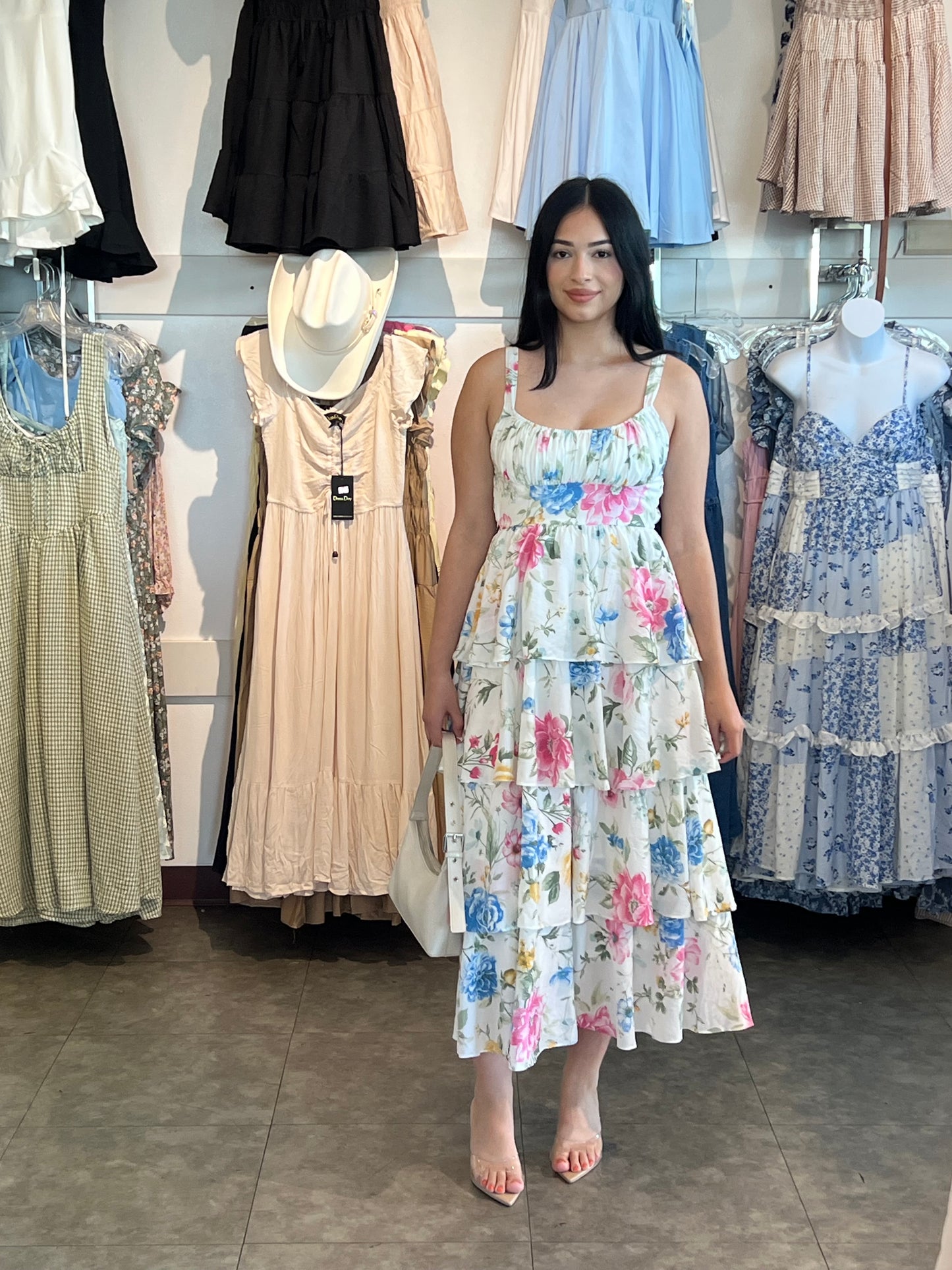 Floral tiered maxi dress