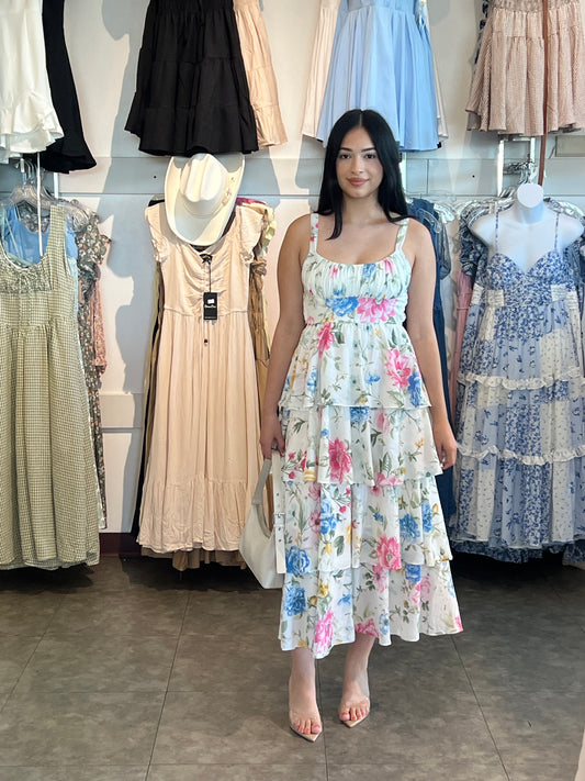 Floral tiered maxi dress