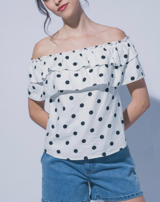 POLKA DOT OFF-THE-SHOULDER TOP