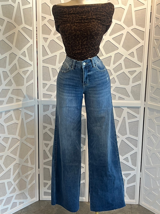 Tall Mid Rise Wide Leg Denim Jeans