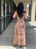 PRINTED LACE MIDI DRESS