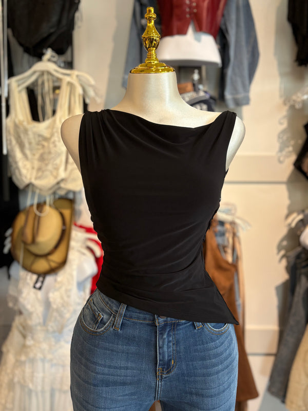 Asymmetrical Off Shoulder Ruched Crop Top