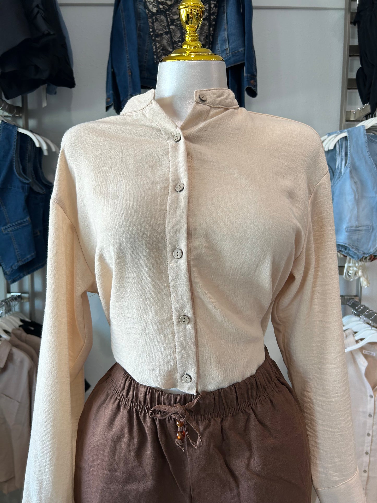 Drawstring Straight Leg Linen Pants