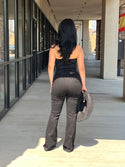 Strapless suede buckle top