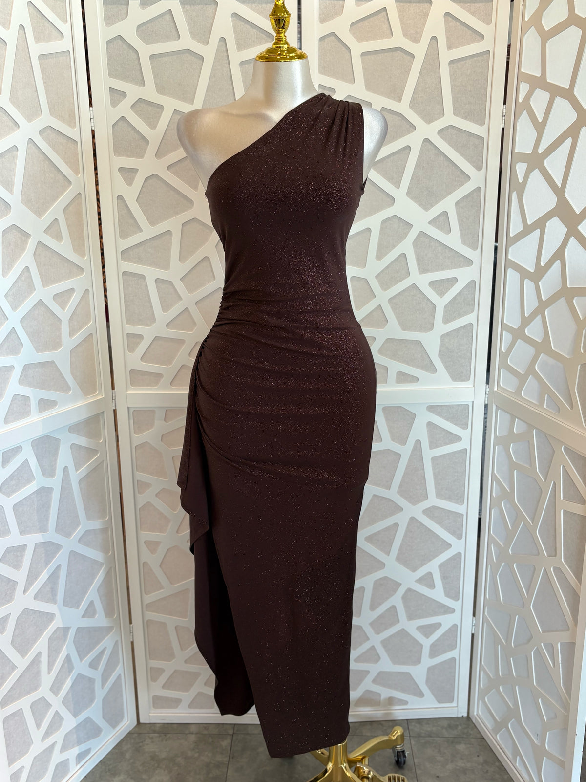 Elegant Shimmer maxi open back dress