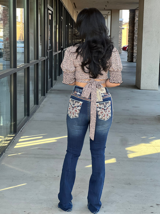 Niña embroidery bootcut jeans