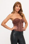 Lace ruched cup bustier top