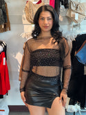 Mesh stud long sleeve