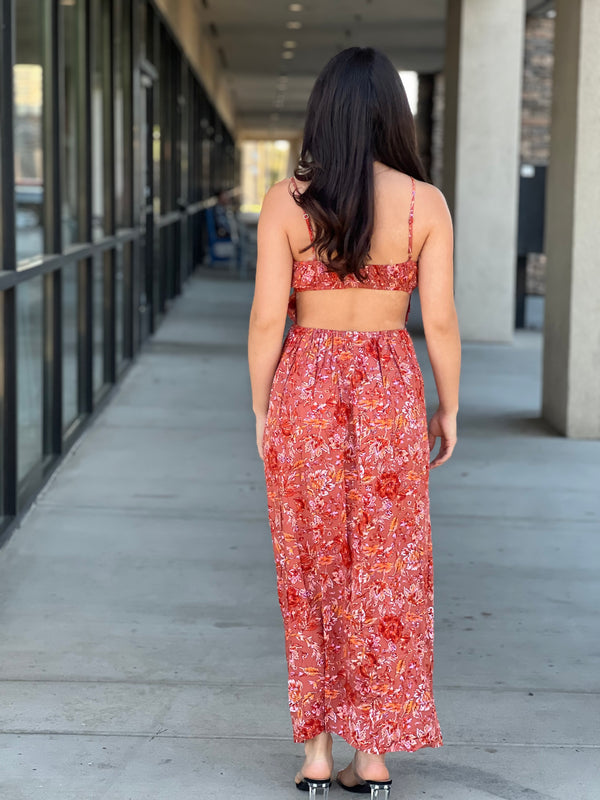 Paisley Print Front Knotted Midi Dress
