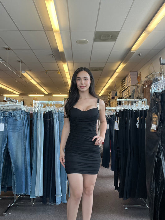 Black mesh mini dress