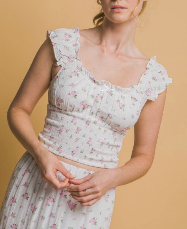 Floral Ruffled Tank Top
