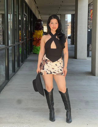 Bibi Brown Cow Print Skorts