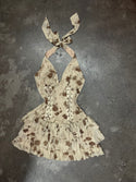 TAMARA HALTER LACE DETAIL MINI DRESS