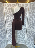 DEBBIE ONE SLEEVE SHIMMER DRESS