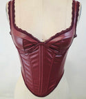 PU tank with lace edges and back hook and eye detail
