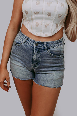 MK634 Stud Denim Shorts: Denim / S