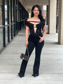Off Shoulder Cowl Neck Open Back Top