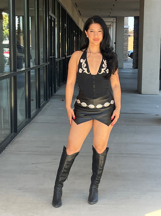 Leather mini skort