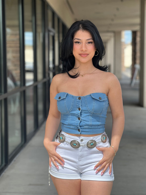 Jayleen denim tube top