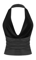Plunging Halter Cowl Neck Top