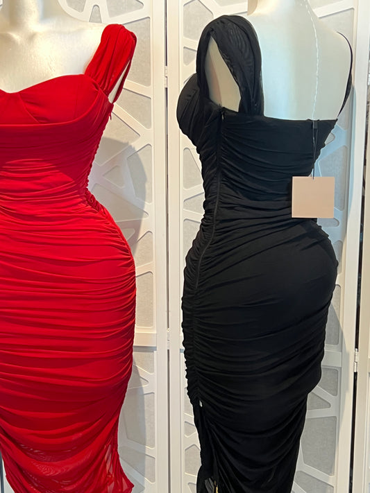 MESH MIDI BODYCON DRESS