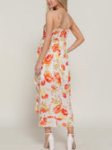 Floral Print Ruffle Slip Midi Dress