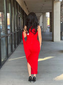 LUXE MESH ASYMMETRIC BACK DRAPED RUCHED
MIDI DRESS