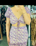 Floral skirt crop set