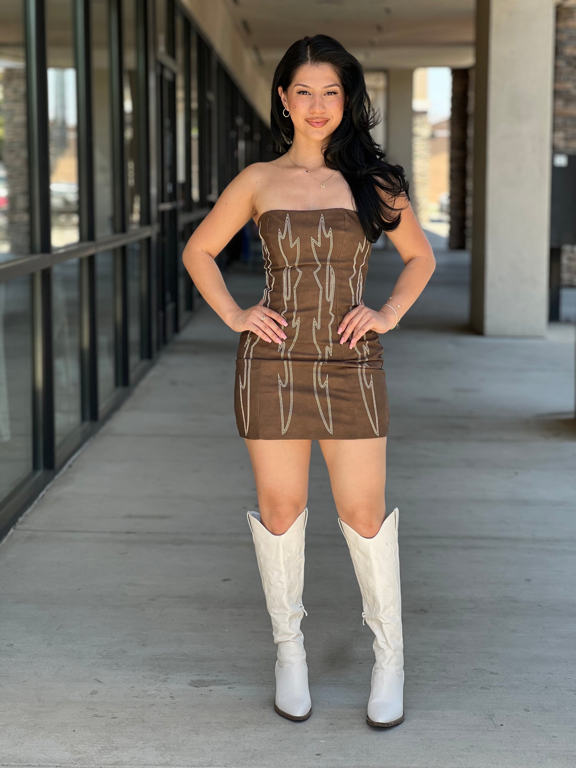 Arizona vegan leather embroidered western corset dress – MODERN BY MB, LLC