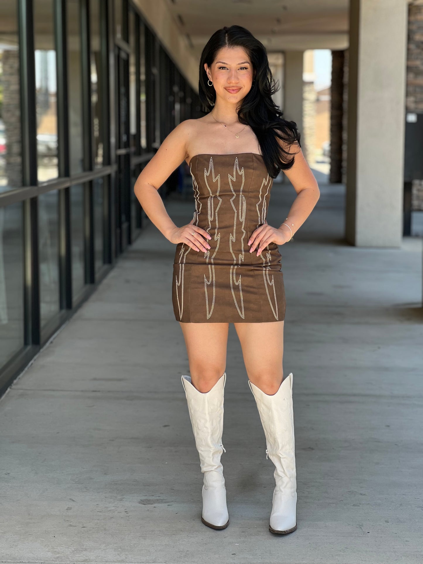 Arizona vegan leather embroidered western corset dress  MODERN BY MB, LLC