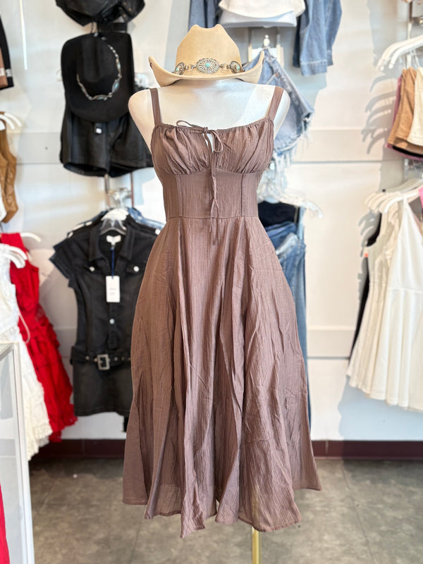 Bustier A-Line Midi Dress W/Pockets
