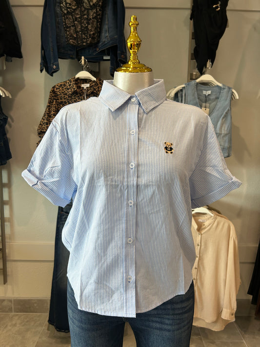 Roll-up Short Slv Stripe Shirt