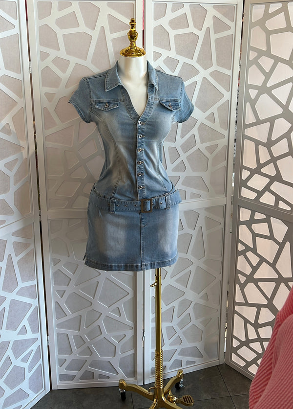 NOEMI DENIM DRESS WITH BELT